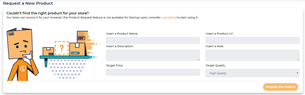 uDroppy sourcing request form