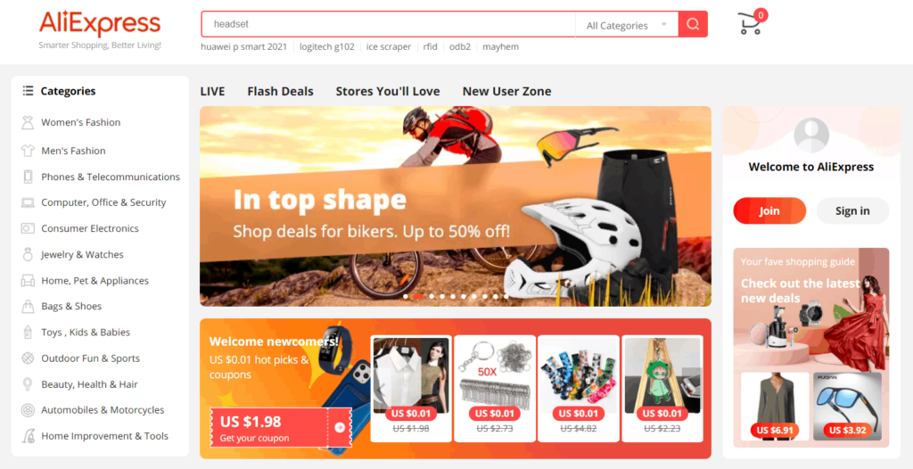 AliExpress white label dropshipping supplier homepage