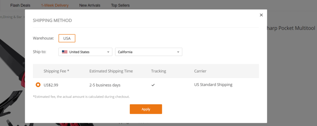 Banggood shipping methods from the US