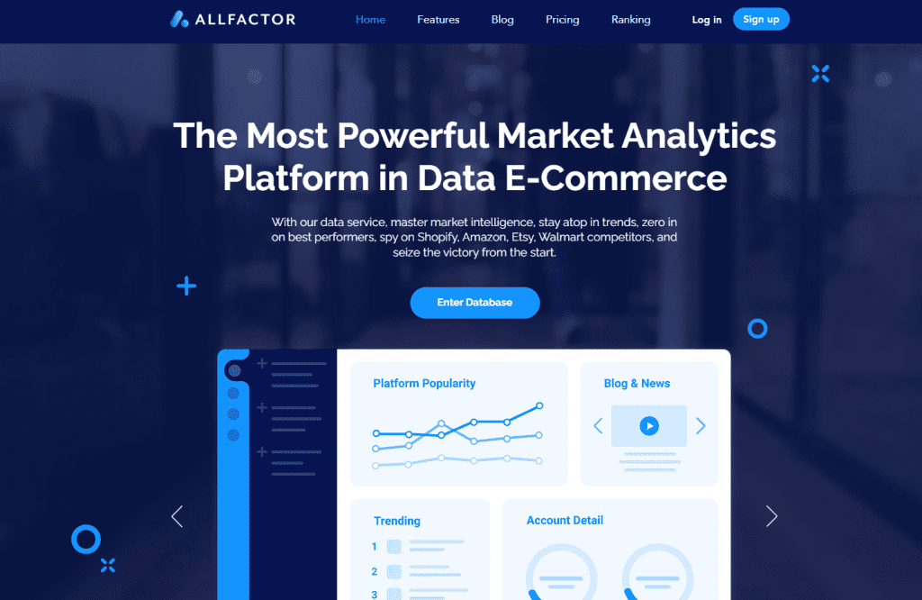 Homepage of the research tool Allfactor