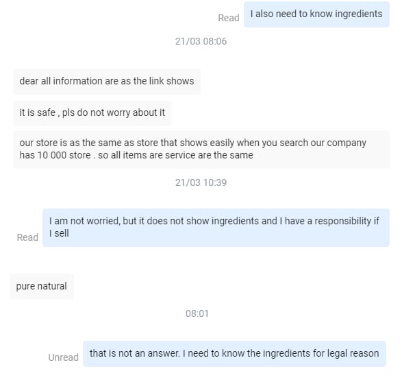 Bad conversation with a dropshipping supplier example