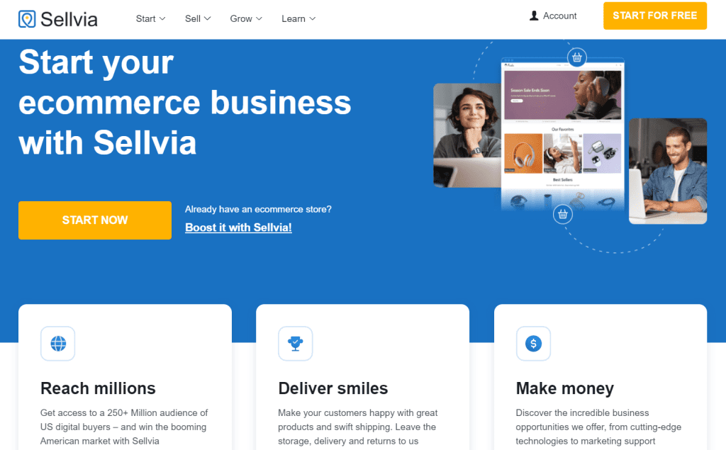 Homepage of Sellvia