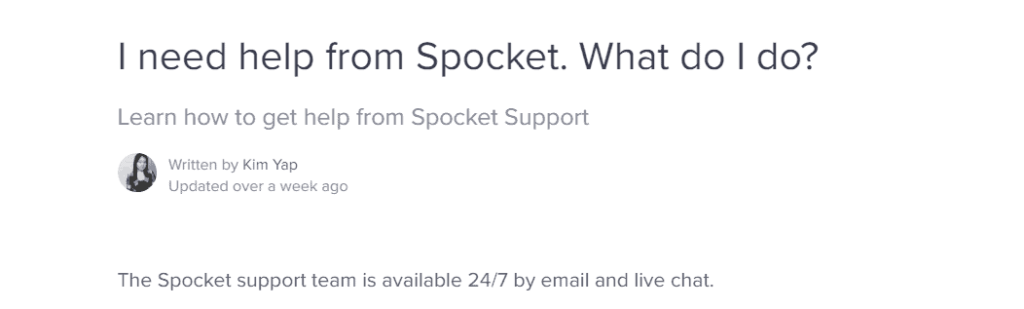 Spocket 24/7 customer support