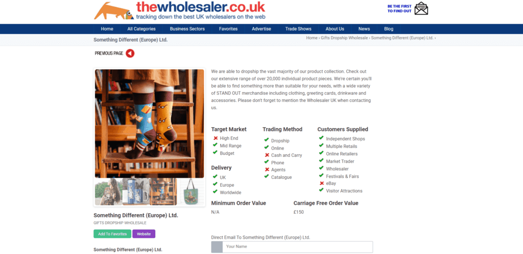The wholesaler UK supplier page example